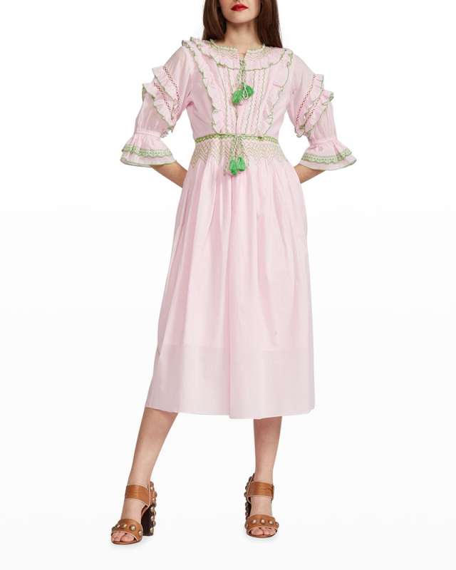 Daliah Tassel Cotton Midi Dress